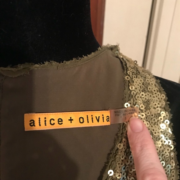 Gold dress Alice & Olivia sequin shift bridal - Picture 7 of 8
